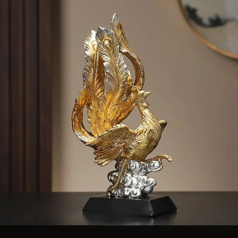 Dragon Phoenix Resin Sculpture by Afralia™ for Home Office Decor & Bookshelf Ornament