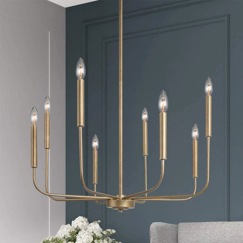 Afralia™ LED Gold & Black Candle Chandelier: Modern American Living Room Hanging Light