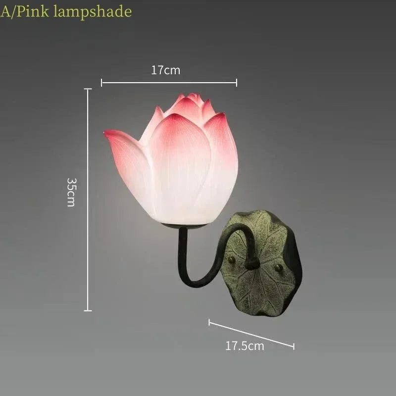 Afralia™ Nordic Lotus LED Wall Lamp: Retro Resin Sconce for Bedroom Home Decor