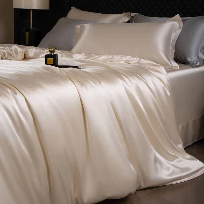 Afralia™ Silk Bedding Set: Smooth 100% Silk Comforter Cover Sets for Full Twin King Queen