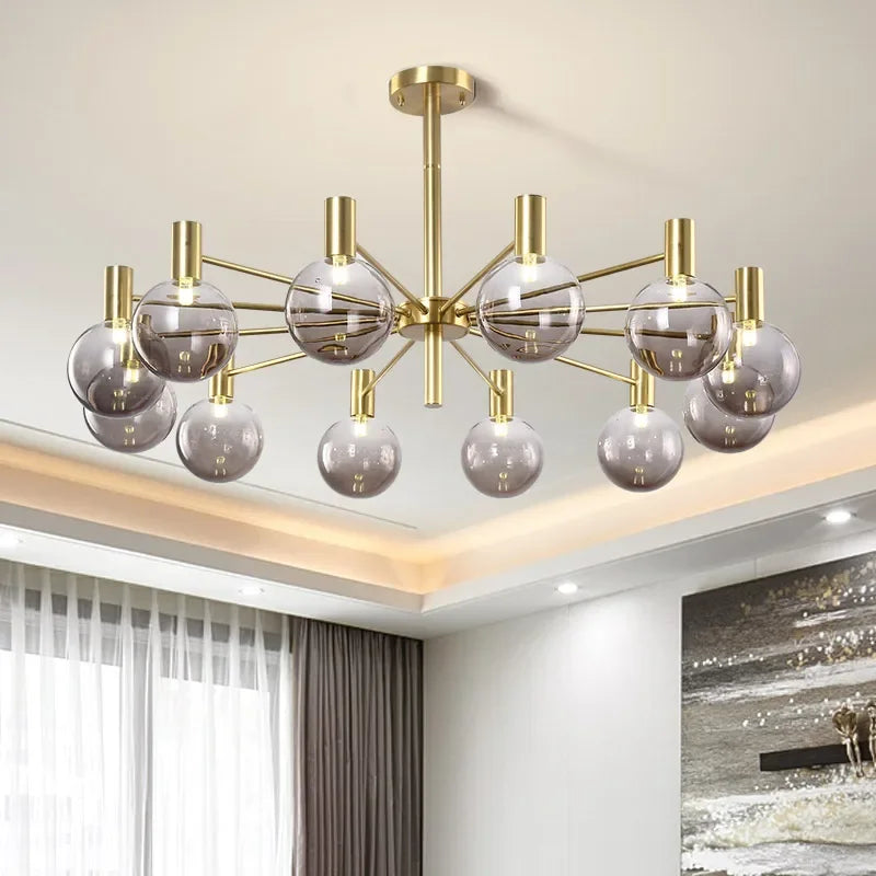 Afralia™ Molecular Copper Magic Bean Glass Pendant Lamp