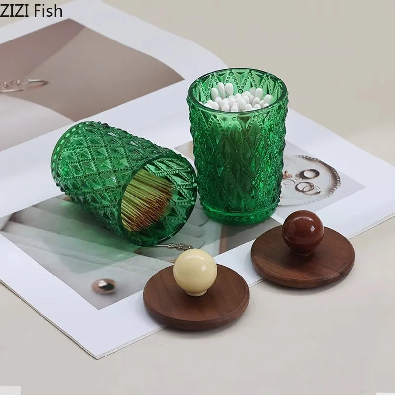 Afralia™ Ceramic Ball Storage Jar with Walnut Lid for Jewelry and Accessories