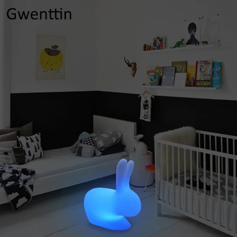 Afralia™ Rabbit LED Night Light with Remote Control for Kids' Bedroom Decor