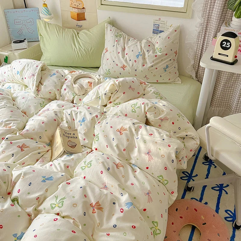 Afralia™ Cartoon Pattern Cotton Fitted Sheet Set – Soft & Cozy Bedding for Adults & Kids