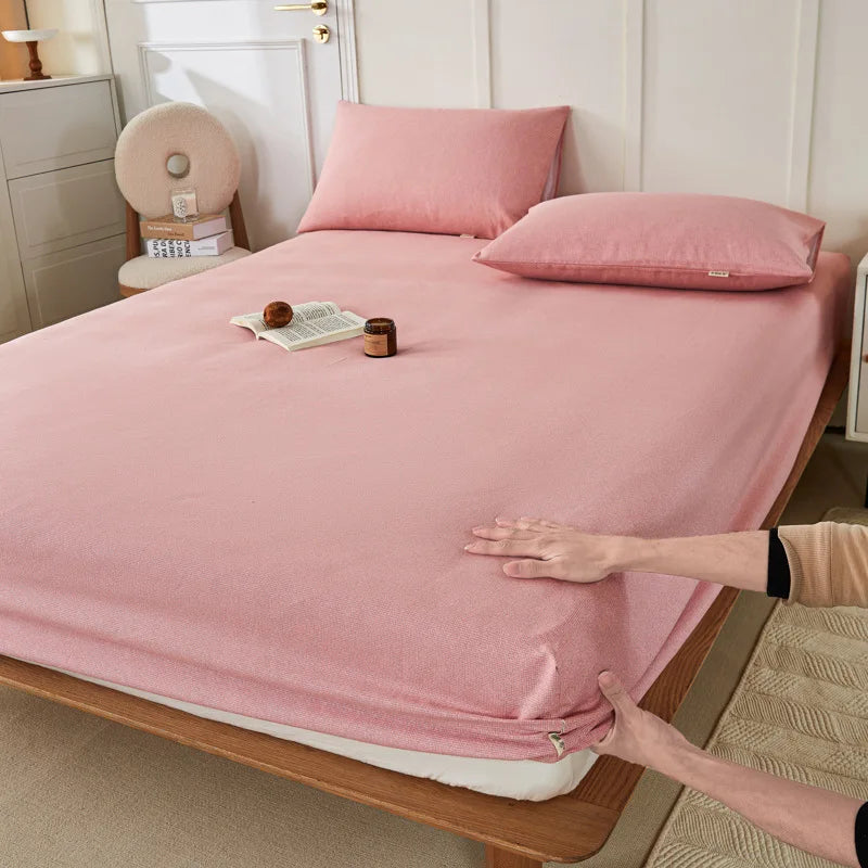 Afralia™ Coarse Cotton Queen Fitted Sheet: Comfortable, Durable Maternal Child Bedding