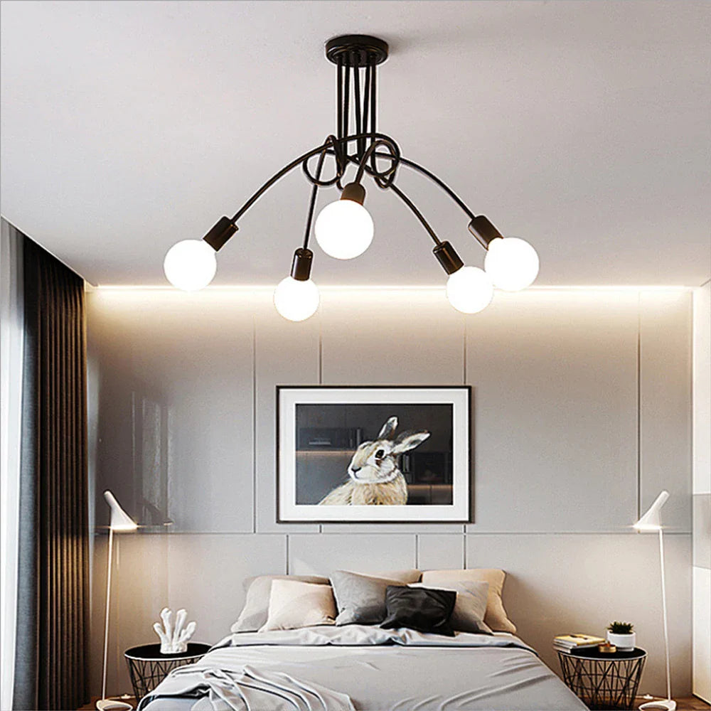Afralia™ Nordic Wrought Iron Sputnik Ceiling Light Chandelier for Home Decor
