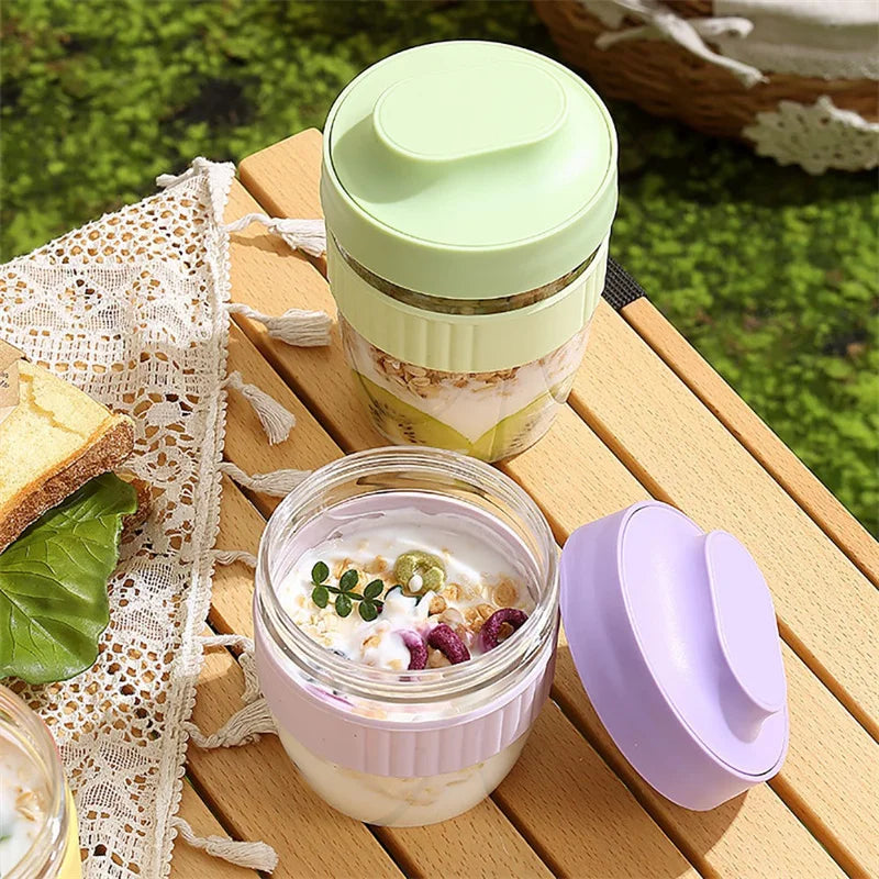 Afralia™ Breakfast Cup with Spoon: Portable Food Storage Container for Students and Picnics