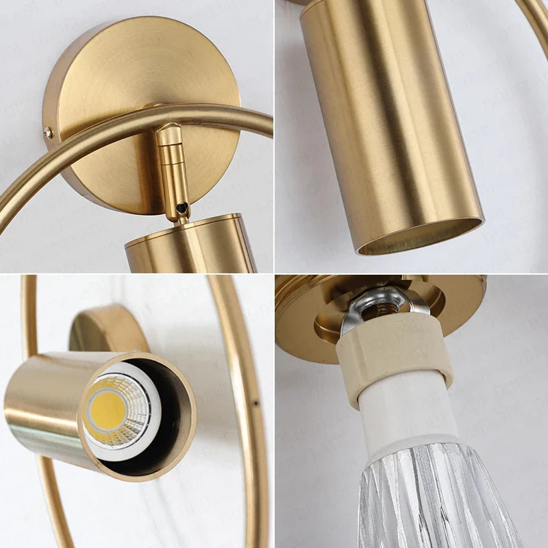 Afralia™ Brass Ring LED Wall Light for Home Decor and Ambiance