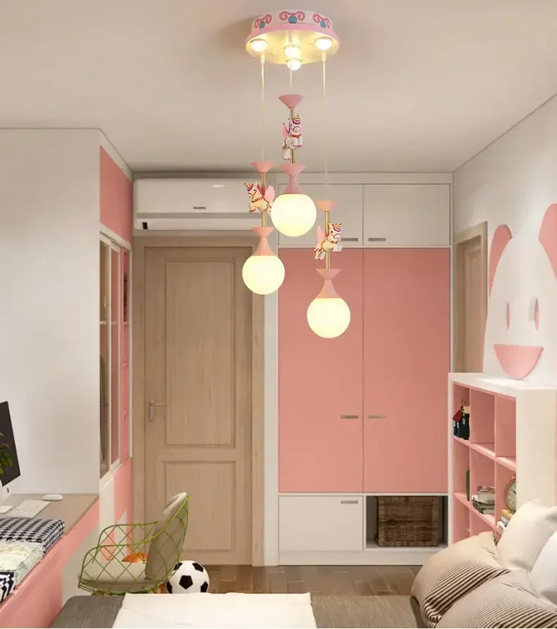 Afralia™ Children Room LED Pendant Light, Modern Minimalist Design for Carousel Bedroom Decor