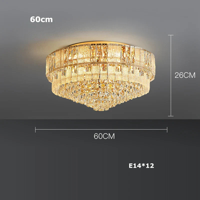 Afralia™ K9 Crystal Gold Chandelier Lighting for Living Room