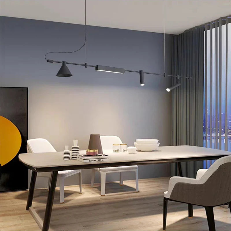 Afralia™ Nordic Black Chandelier: Modern LED Pendant Light for Dining Room, Kitchen, Living Room