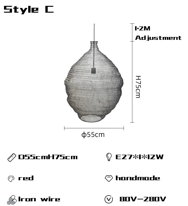 Afralia™ Mesh Pendant Lamp for Wabi Sabi Style Living Room Kitchen Loft Decor