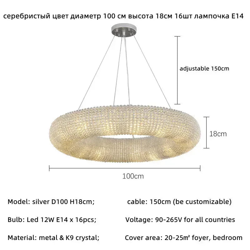 Afralia™ LED Crystal Round Ceiling Chandelier for Elegant Dining Room Lighting