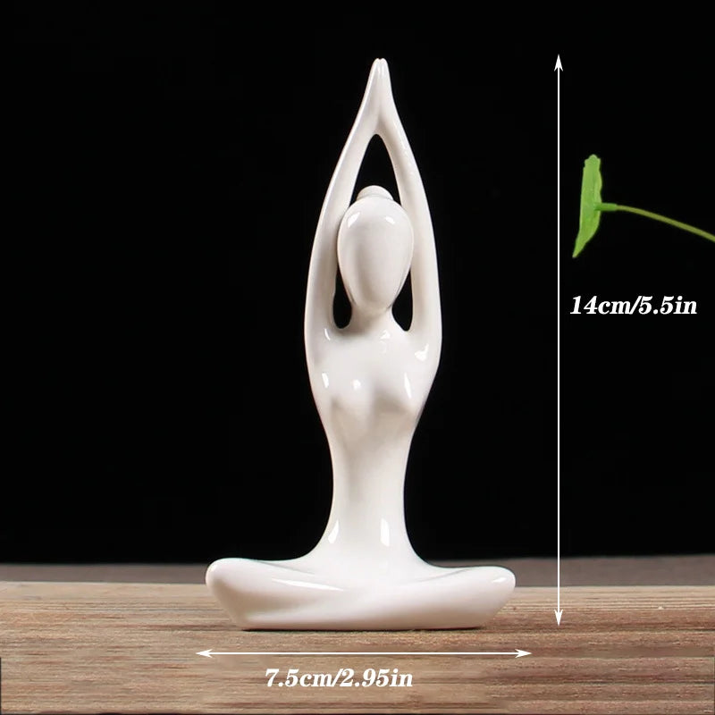 Afralia™ Abstract Yoga Figure Porcelain Statue Home Decor Sculpture