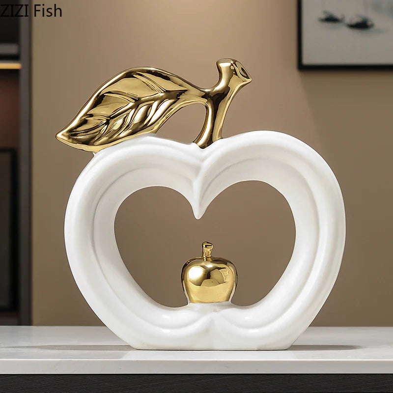 Afralia™ Gold Pear Ceramic Sculpture Desk Ornament Aesthetics Decor