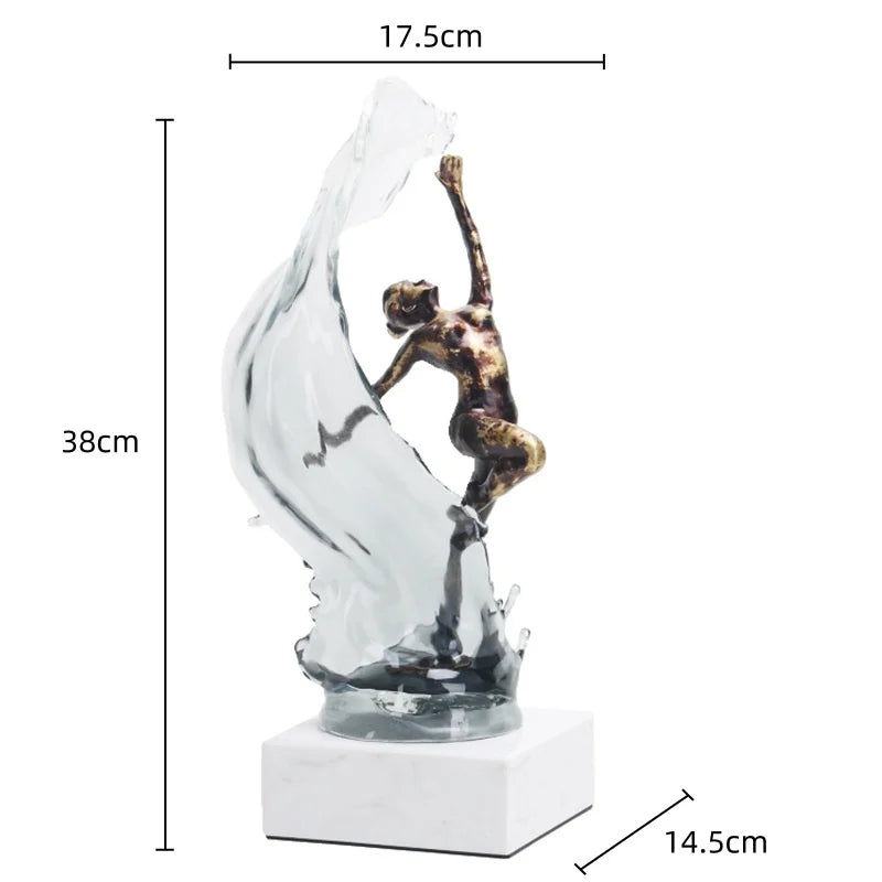 Afralia™ Ballet Dancer Figure Sculpture Clear Water Wave Home Decor