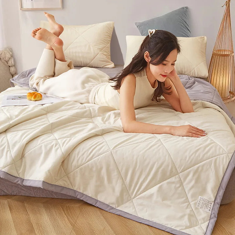Afralia™ Quilted Summer Blanket: Soft & Breathable Double Comforter