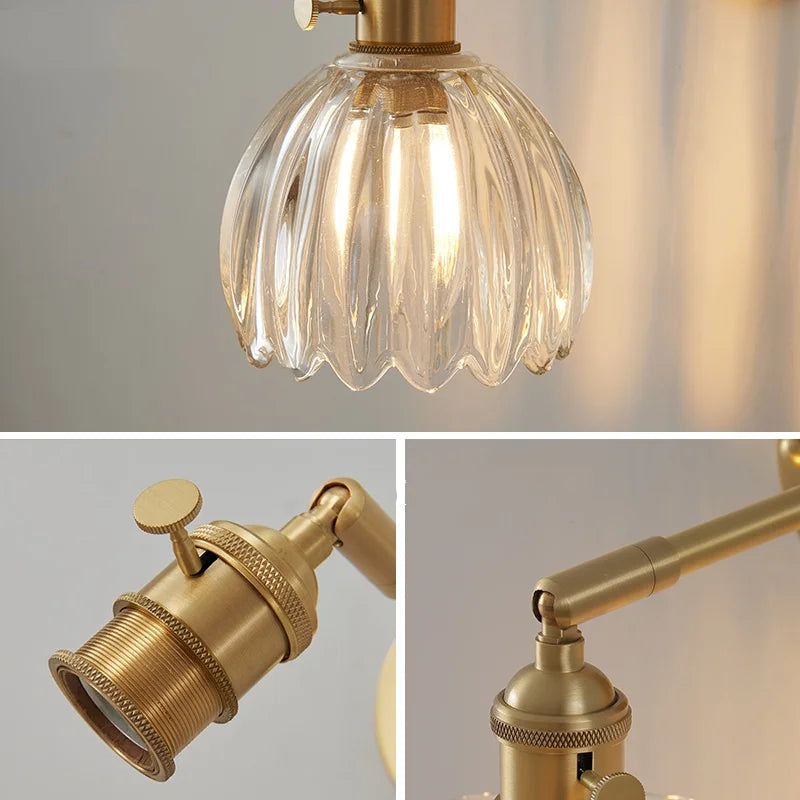 Afralia™ Clear Glass LED Wall Lights Up Down Rotate Copper Nordic Modern Stair Sconce