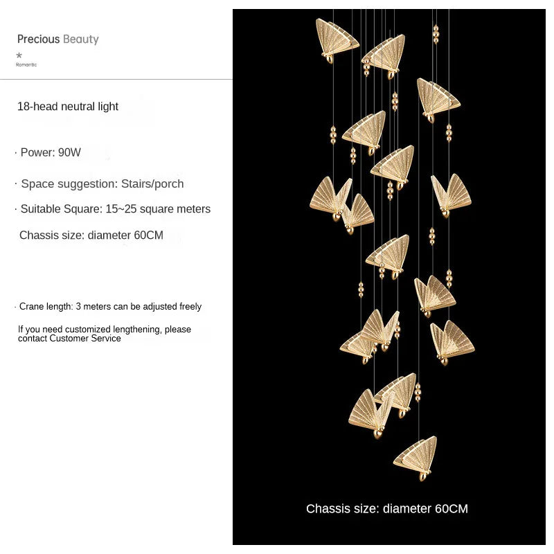 Afralia™ Butterfly Pendant Lamps: Modern Luxury Staircase & Bedroom Lighting Fixtures