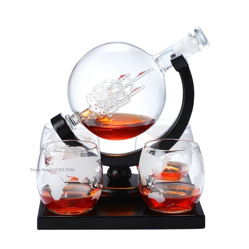 Afralia™ Earth Decanter Set Whiskey Red Wine Glass Creative Craft Decoration