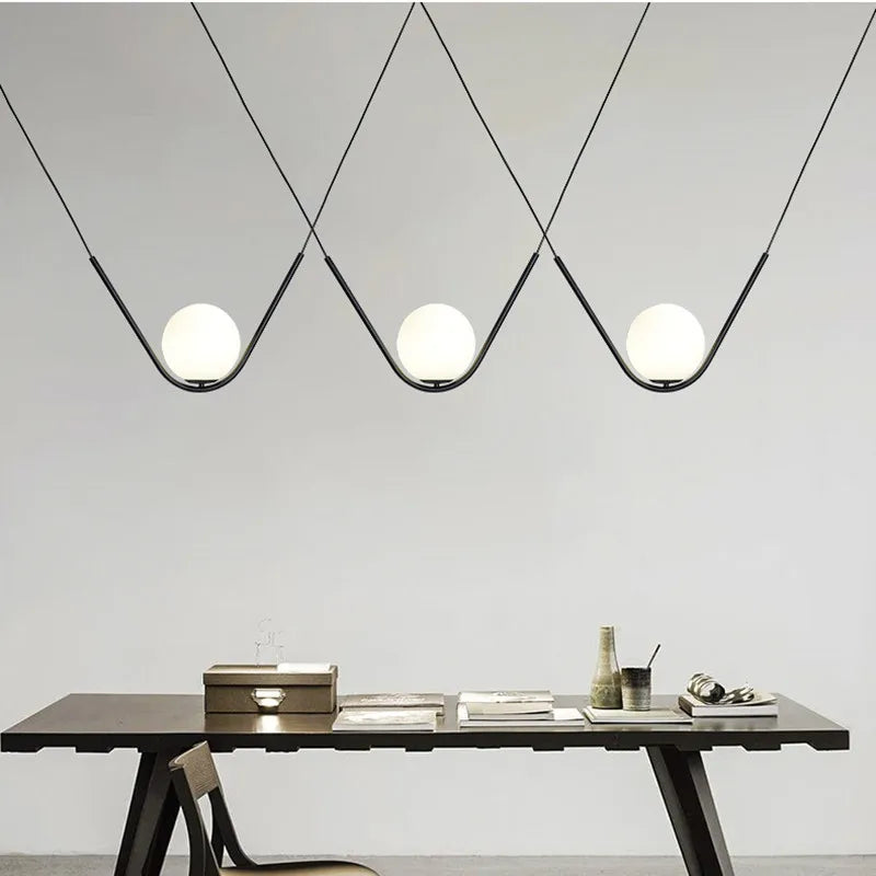 Afralia™ Perle Trio Pendant Lamp: Golden Black Metal Linear Dining Light