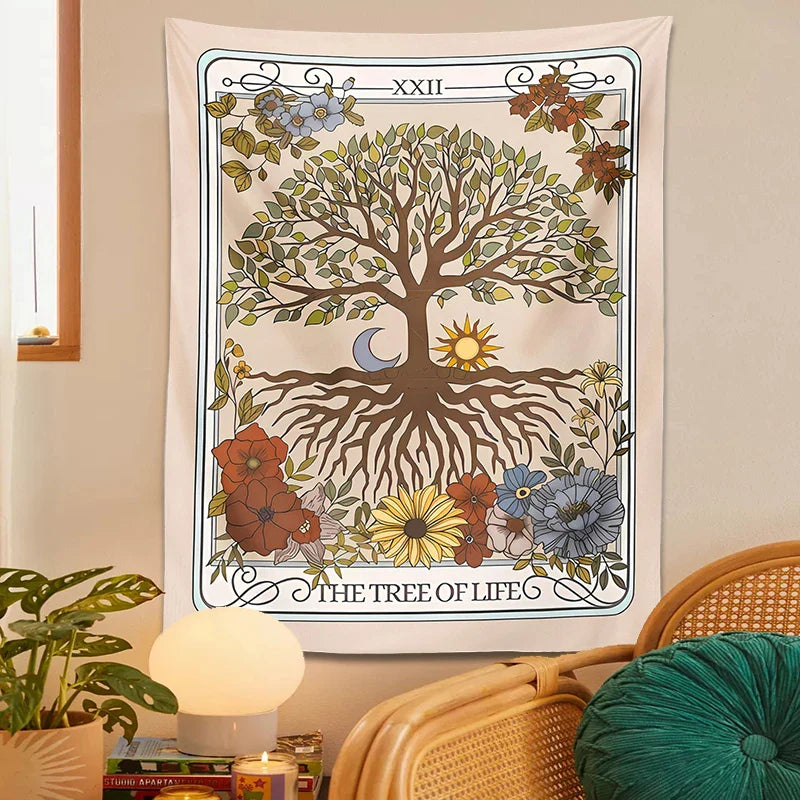 Afralia™ Tree of Life Tarot Tapestry Wall Hanging for Mystical Forest Vibes