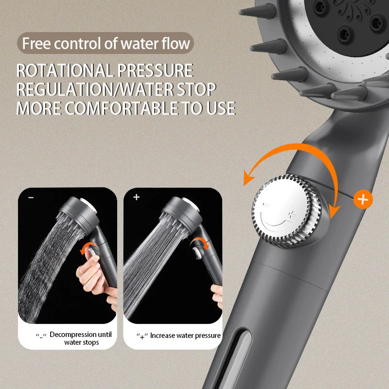 Afralia™ Adjustable High Pressure Shower Head with 3 Modes and Hose Base