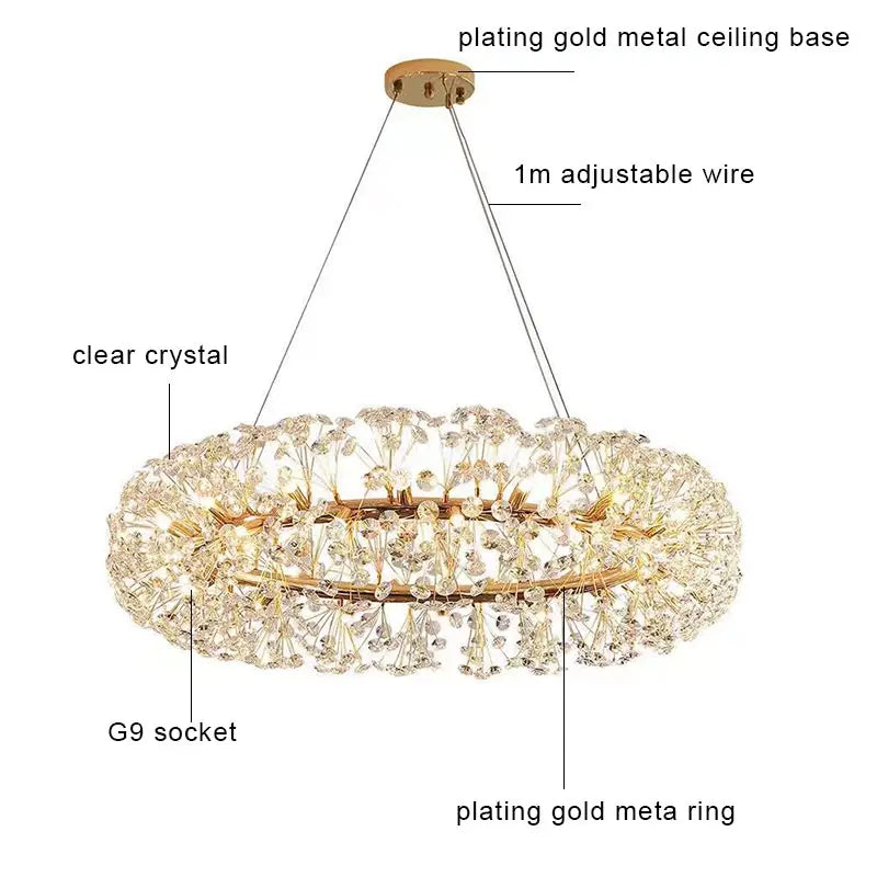 Afralia™ Crystal LED Ceiling Pendant Chandelier for Home Decoration and Lighting