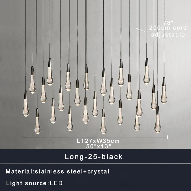 Afralia™ Crystal Water-drop Chandelier Light Fixture - Luxury Stairwell Decor