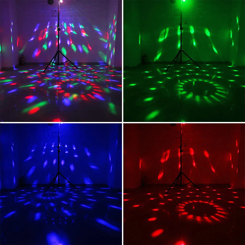 Afralia™ RGB Rotating Disco Ball Light - Sound Activated Party Strobe Lamp