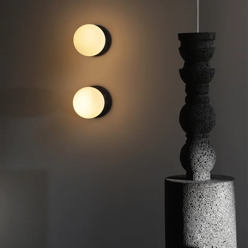 Afralia™ Modern Glass and Cement Double Ball Pendant Light Chandelier