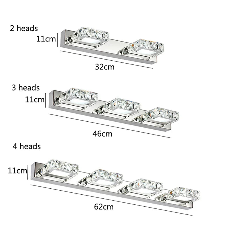 Afralia™ Crystal LED Mirror Light: Modern Bathroom Wall Sconce Stainless Steel Lighting Fixtures