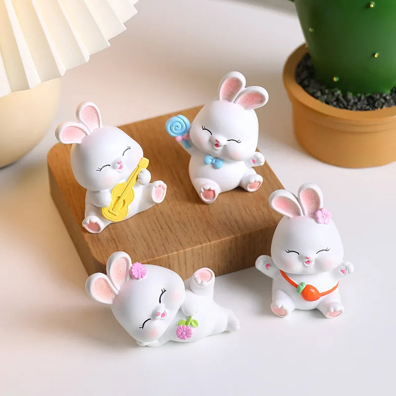 Afralia™ Cute Bunny Figurine Sculpture for Home Decor - Modern, Chubby Rabbit Art Ornament