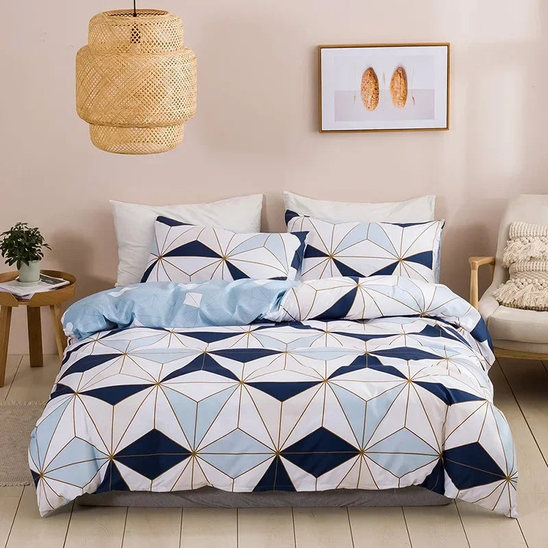 Geometric Stripe Bedding Set by Afralia™: Queen, King, Full, Single, Double Sizes