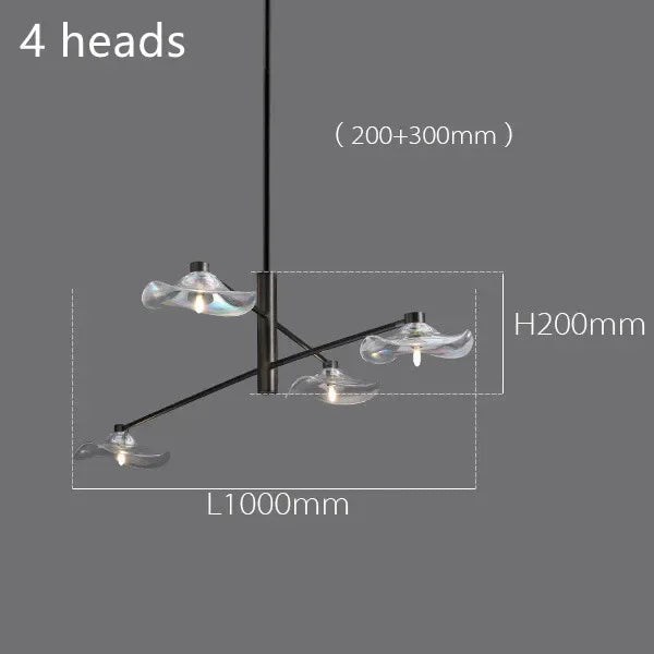 Afralia™ Lotus Leaf Glass Ceiling Chandelier for Bedroom Living Room Hall Lighting