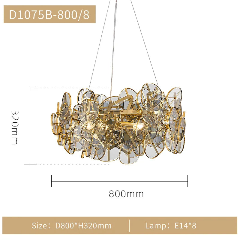 Afralia™ Sunflower Glass Chandelier LED Light for Living Room, Restaurant, Bar - Modern Luxury Design