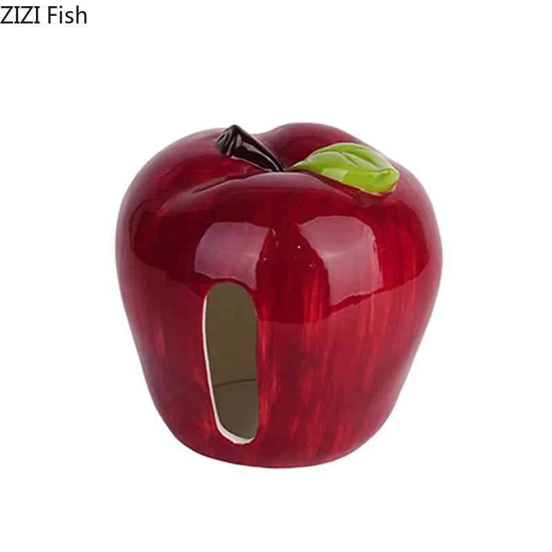 Afralia™ Apple Shape Ceramic Tissue Box - Coffee Table Desk Decoration