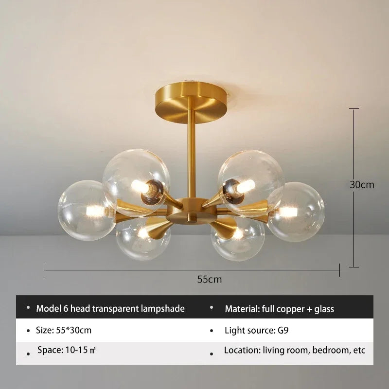 Afralia™ Glass Ball Chandelier Pendant Light Fixture for Living Dining Bedroom