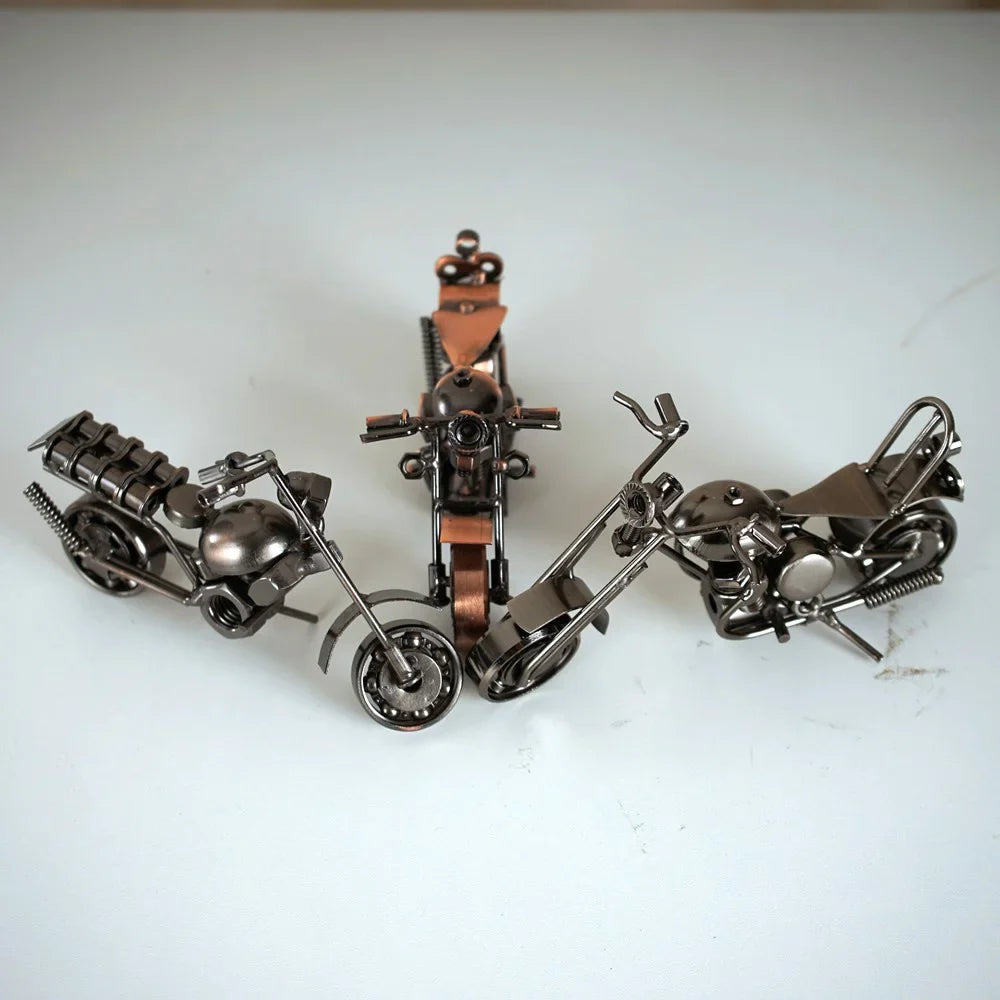 Afralia™ 14cm Retro Motorcycle Model Metal Figurine Home Decor & Toy