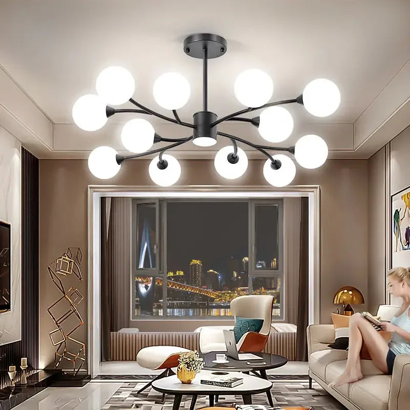 Afralia™ Nordic Glass Ball LED Ceiling Chandelier for Home Decor Fixture