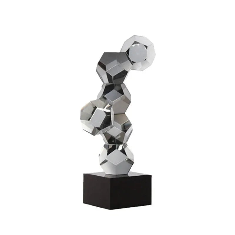 Afralia™ Geometric Crystal Ball Desk Ornament: Abstract Crafts Crystal Artwork for Aesthetic Room Decor