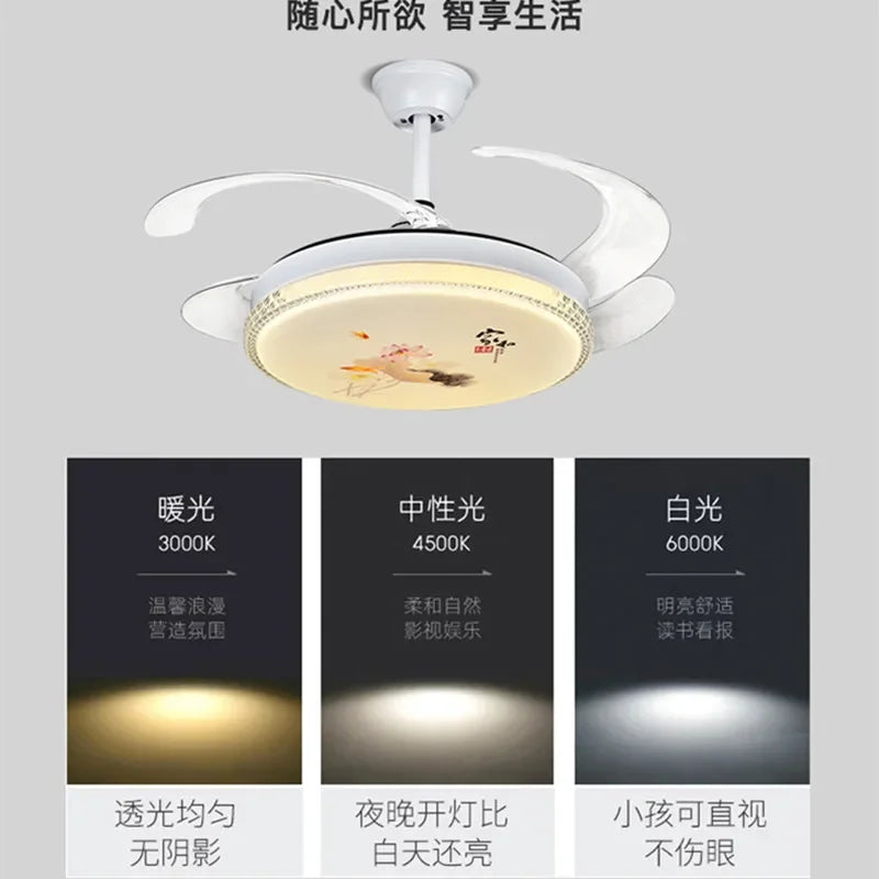 Afralia™ Dimmable Smart Home Bedroom Ceiling Fan Light with Remote Control