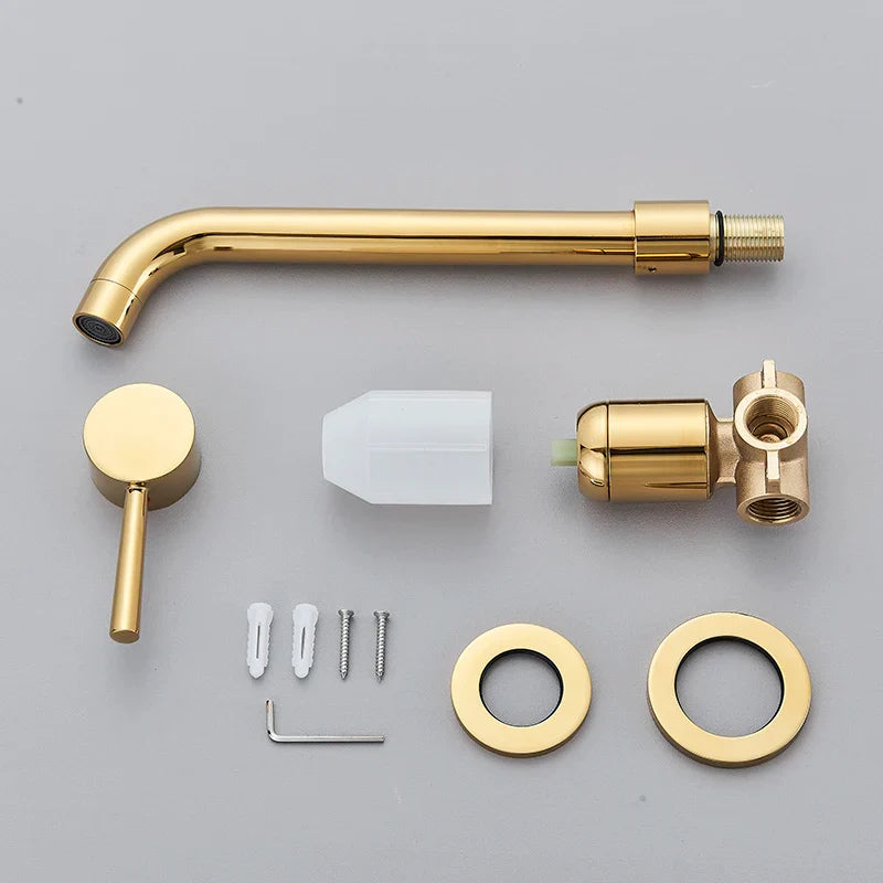 Afralia™ Gold Basin Faucet: Single Handle, Hot & Cold Water, Matte Black Finish