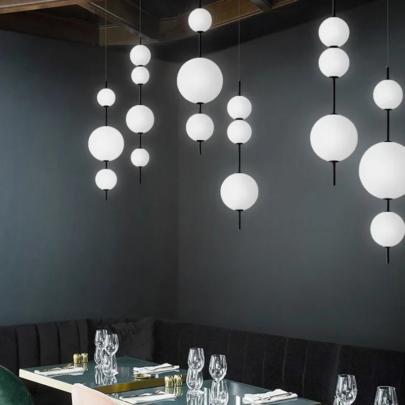Afralia™ Glass Ball LED Pendant Light for Modern Restaurant, Cafe, Bedroom & Kitchen