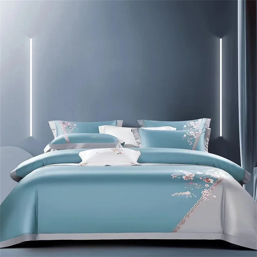 Afralia™ Pink Egyptian Cotton Jacquard Bedding Set with Satin Finish