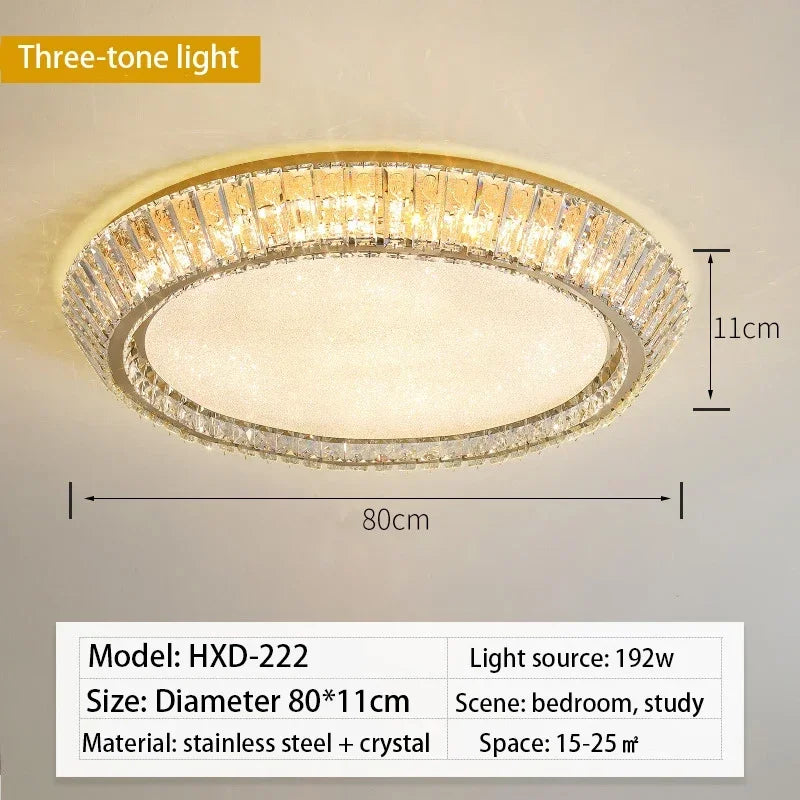 Afralia™ Gold Crystal Glass LED Ceiling Light for Dining Living Room