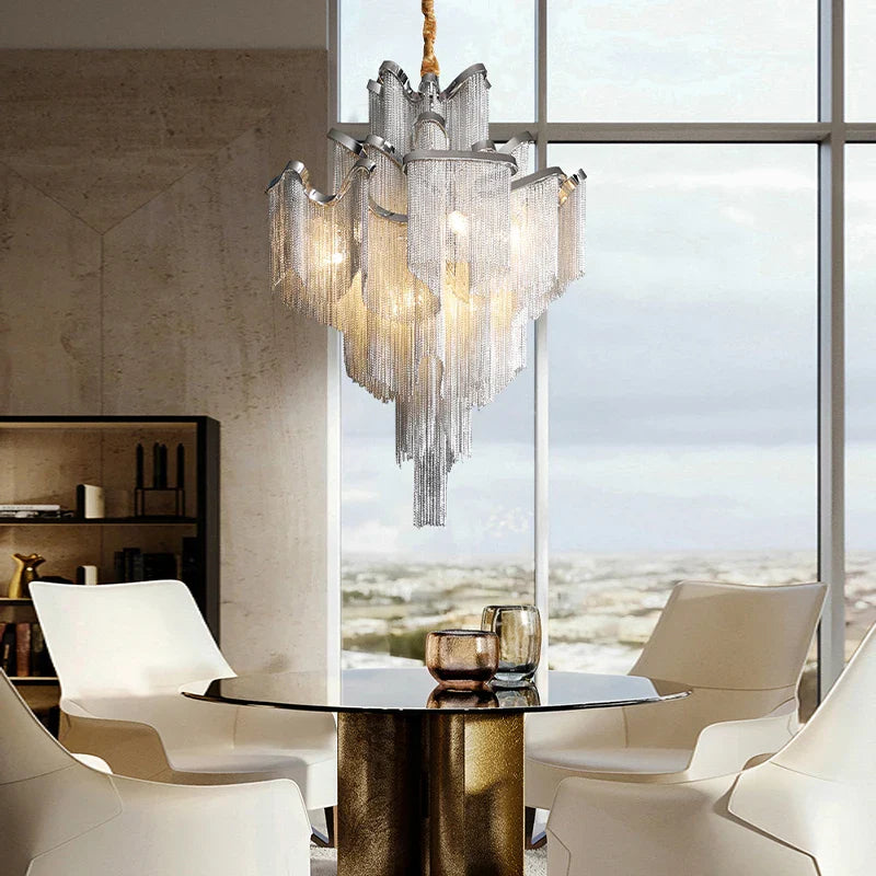 Afralia™ Luxury Tassels Ceiling Chandelier Dimmable Lights for Bedroom Decoration