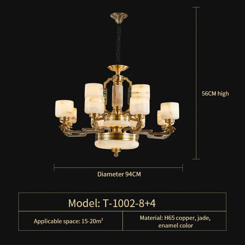 Afralia™ Natural Jade Chinese Chandelier for Living Room, Hotel, Restaurant, and Tea Room