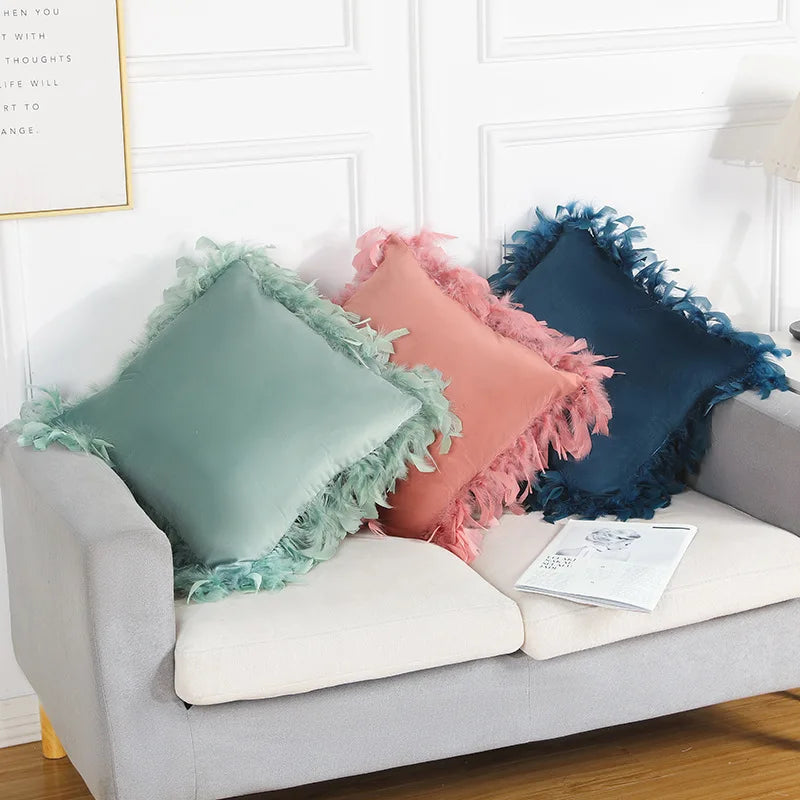 Afralia™ Velvet Pom Pom Pillow Cover for Home Decor, 45x45CM