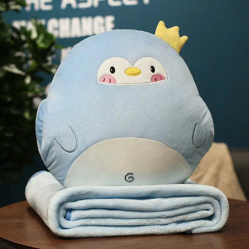 Afralia™ Cartoon Animal Throw Pillow Blanket: Two-in-one Multi-functional Home Office Summer Blanket